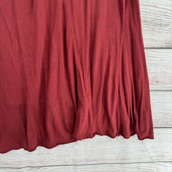 Free People Lace Trim Sleeveless V-Neck Blouse Womens Large Brown Red - Picture 6 of 12